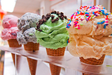 Surrey Ices ice cream cones in a row