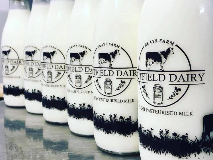 Milk in glass bottles from Nutfield Dairy