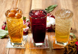A selection of soft drinks from London - lemonade, ginger and elderflower cordial