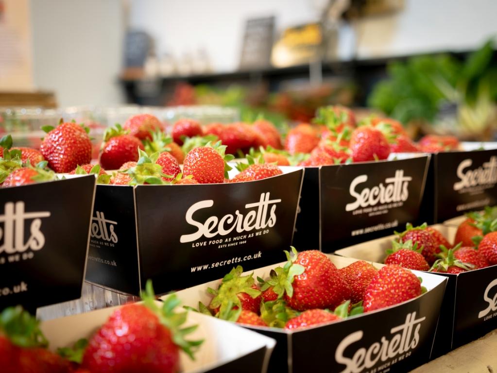Secretts strawberry punnetts fresh from the fields in Surrey