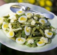 Runner bean & herb salad with quail’s eggs