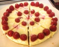 Raspberry and white chocolate no-bake cheesecake with salted caramel base